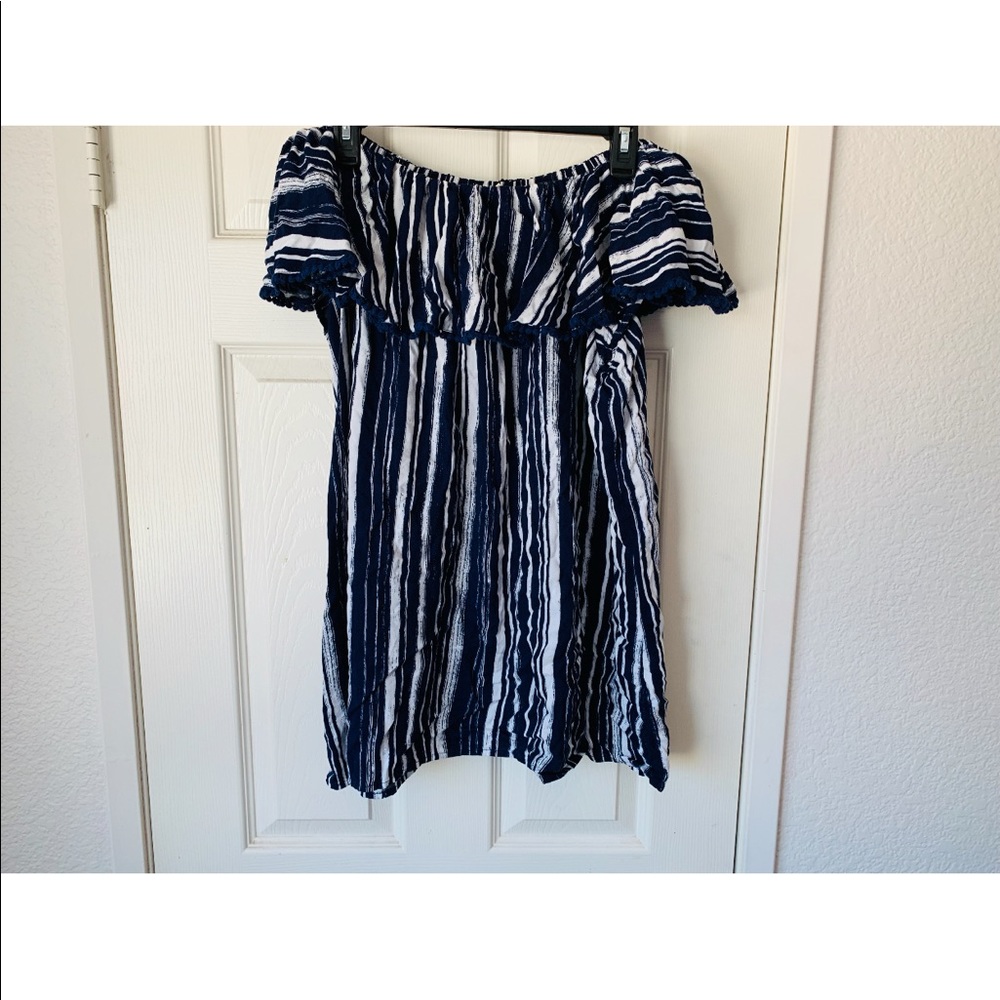 Navy Blue Striped Top